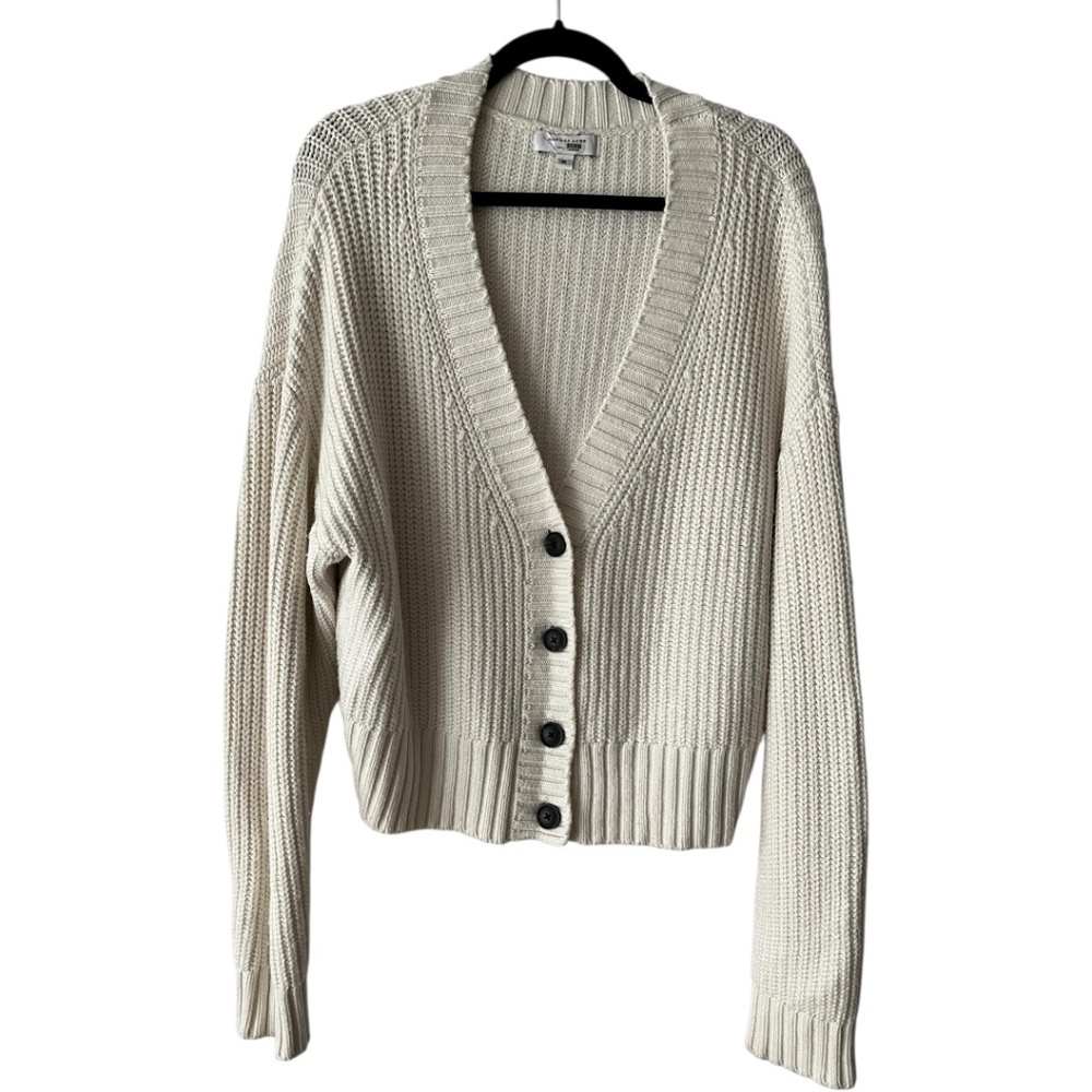 Marissa Webb Winter White Oversized Wool Cardigan w/ Brown Buttons Size Medium